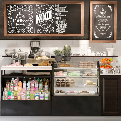 Design project of a cafe with a showcase with desserts and confectionery 3 — Ver 1