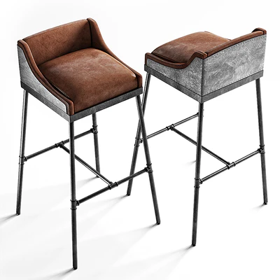 IRON SCAFFOLD LEATHER STOOL — Ver 1