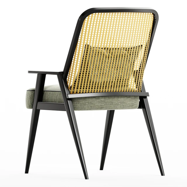 Upholstered Cane Back Armchair — Descargar
