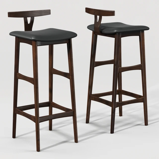 Rosewood and Leather Bar Stool — Descargar