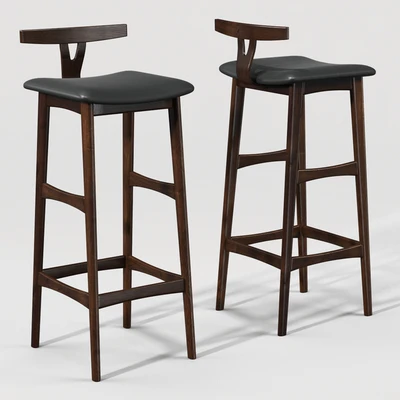 Rosewood and Leather Bar Stool — Ver 1