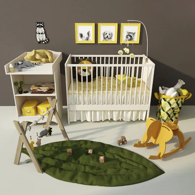 Детская. Кроватка и пеленальный стол Solgul(Солгуль). Ikea — Вид 1