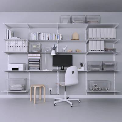 Collection of office furniture with stationery, armchair and other accessories — Ver 1