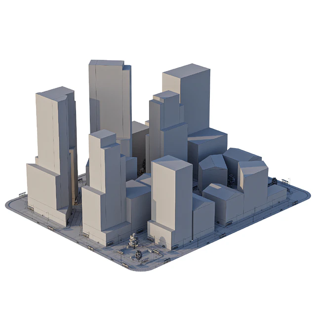 Low poly model of a city block — Descargar