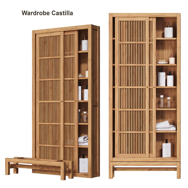 Solid teak cabinet FSC Castilla AM PM — Descargar