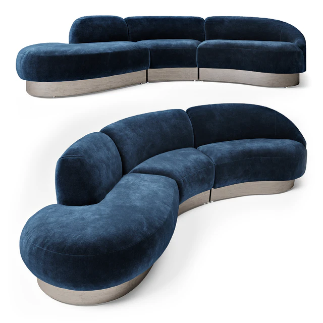 Vladimir Kagan Sectional in Deep Blue Mohair — Скачать