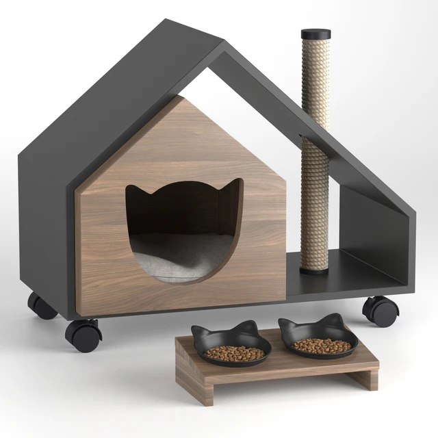 Cat's house Tory and bowl — Descargar