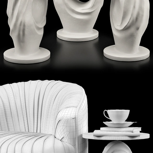 Opal Accent Chair, Papier Mache Wave Side Table — Скачать