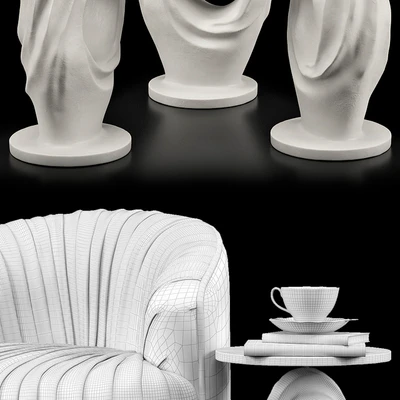 Opal Accent Chair, Papier Mache Wave Side Table — Вид 2