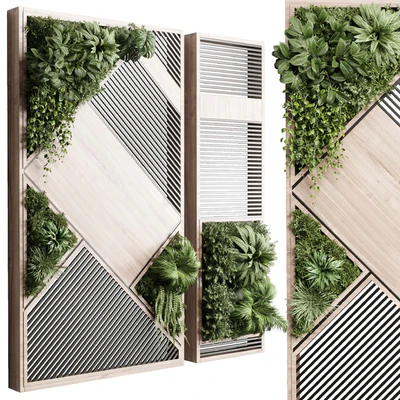 plants set partition in wooden frame- Vertical graden wall decor box 29 — Ver 1
