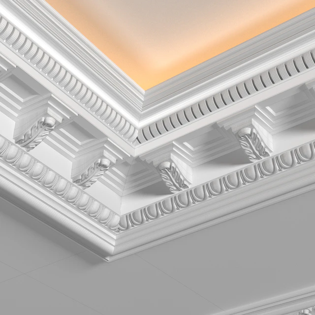 Modern coffered illuminated ceiling Art Deco style — Descargar
