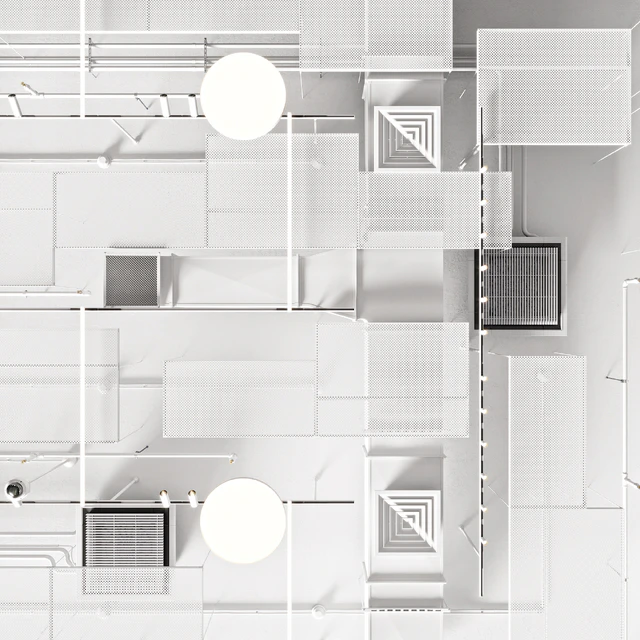 Industrial ceiling, Ducting, Lighting, CAC, CCTV — Descargar