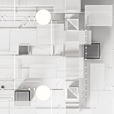 Industrial ceiling, Ducting, Lighting, CAC, CCTV — Ver 2