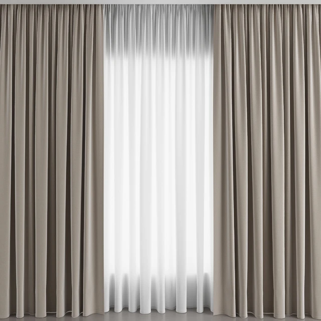 Tulle Curtain Beige Set — Скачать