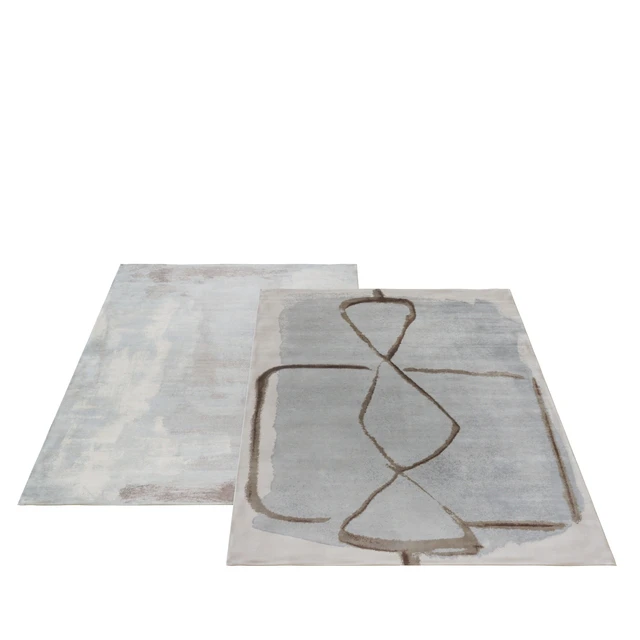 Luxurious Modern Abstract Blue Natural Silk Rug Carpet Set — Descargar
