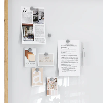 Lintex Frame Mobile double-sided glassboard with a bentwood frame — Ver 2