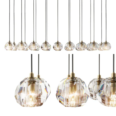 RH modern boule de cristal chandelier — Ver 1