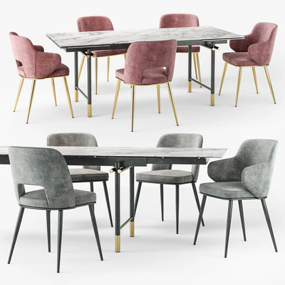 Calligaris Monogram table Foyer chair set — Ver 2