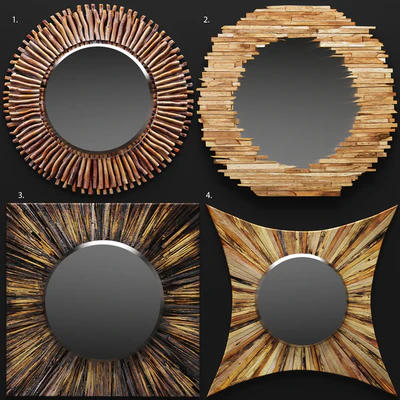 Набор зеркал из дерева. круглое, деревянное, эко стиль, дизайн — Вид 1