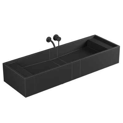 Marmo Charcoal Wall Hung Double Stone Basin 1200mm — Ver 2