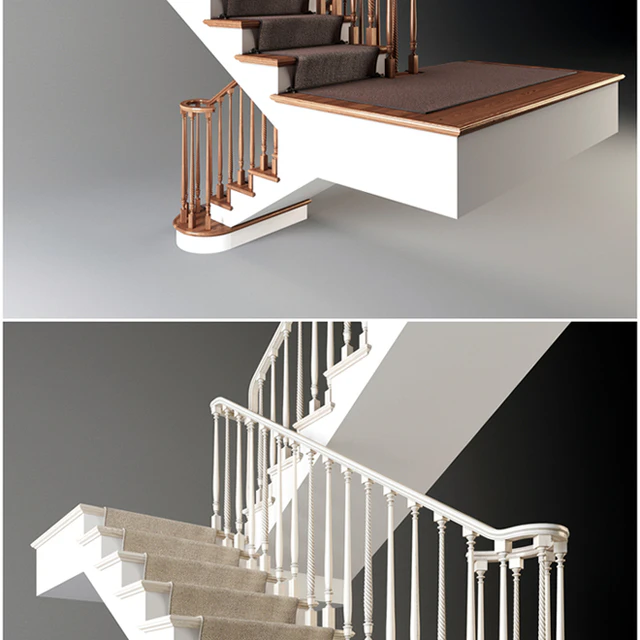 Классическая лестница с ковровым покрытием   2011   corona   v-ray — Скачать