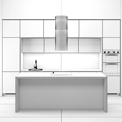Modern straight kitchen INGE with the island 01 — Ver 2