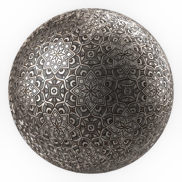 Metal Materials 18- Ornament Metal panels, Pbr 4k Seamless — Скачать