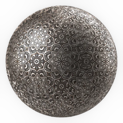 Metal Materials 18- Ornament Metal panels, Pbr 4k Seamless — Вид 2