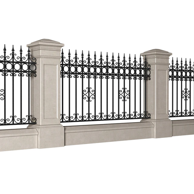 Забор в классическом стиле с кованным ограждением.Entrance Driveway Iron Gates — Скачать