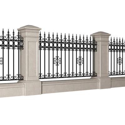Забор в классическом стиле с кованным ограждением.Entrance Driveway Iron Gates — Вид 2
