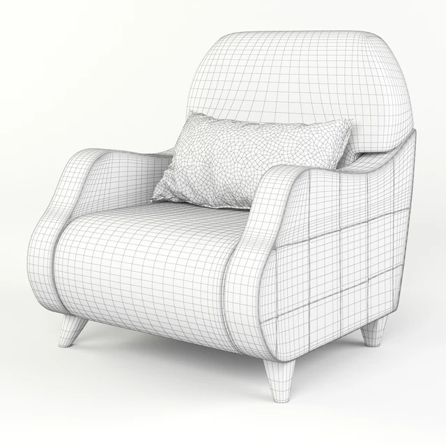 Armchair with semicircular armrests and pillow — Descargar