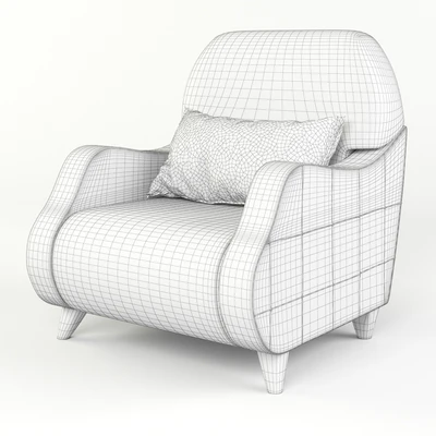 Armchair with semicircular armrests and pillow — Ver 2