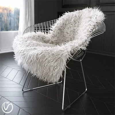 Sheepskin on Bertoia Diamond chair by Knoll — Вид 2