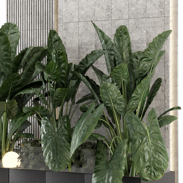 Indoor Wall  Big Green Leaf Garden in Concrete Base - Set 1770 — Скачать