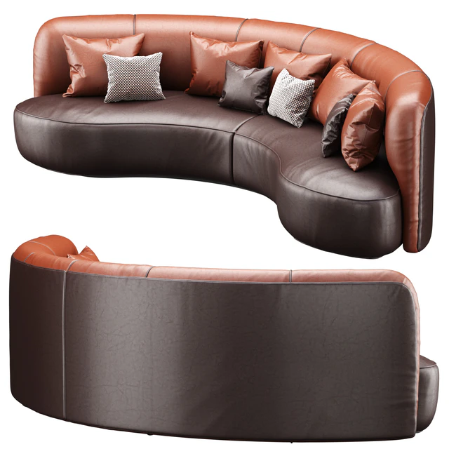 Annabel leather round sofa LS08 / Leather semicircular sofa — Descargar