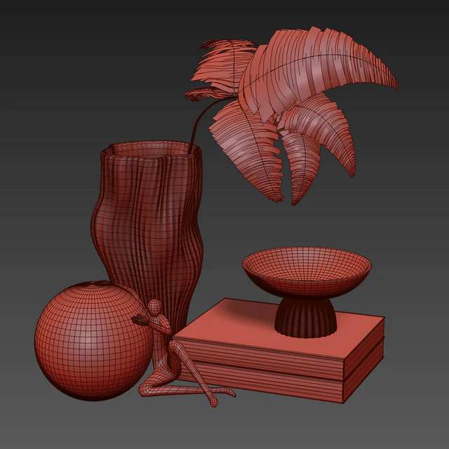 Vase and Plant Decorative Set &small sculpture — Descargar