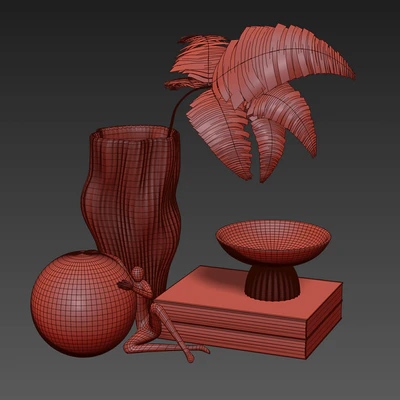 Vase and Plant Decorative Set &small sculpture — Ver 2