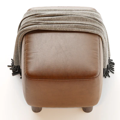 Teddy Leather Club Ottoman - Sesame — Ver 2