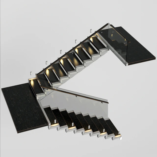 Stairs made of granite, metal and glass with illumination Astro 7481 Borgo 43 — Descargar
