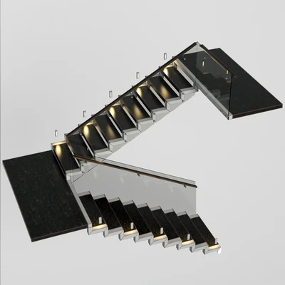 Stairs made of granite, metal and glass with illumination Astro 7481 Borgo 43 — Ver 2