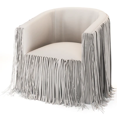 Shaggy Leather Swivel Chair in NeKeia Leather — View 2