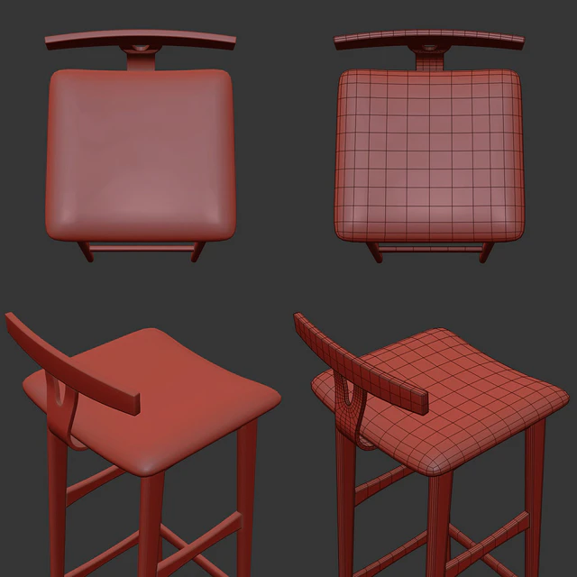 Rosewood and Leather Bar Stool — Descargar