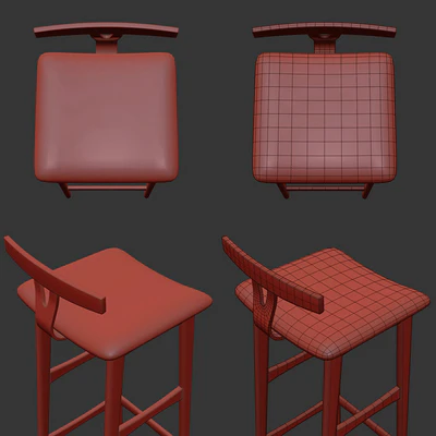 Rosewood and Leather Bar Stool — Ver 2