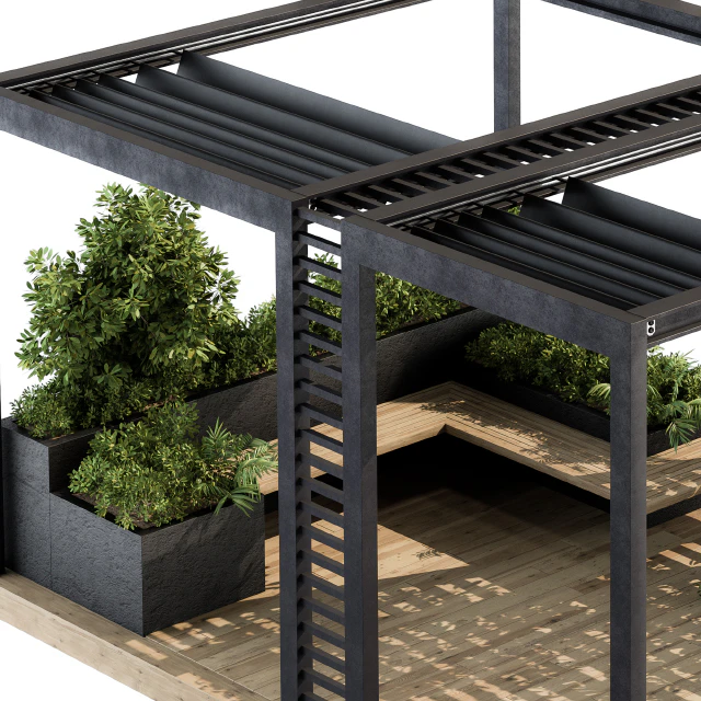 Roof Garden and Landscape Furniture with Pergola 05 — Скачать