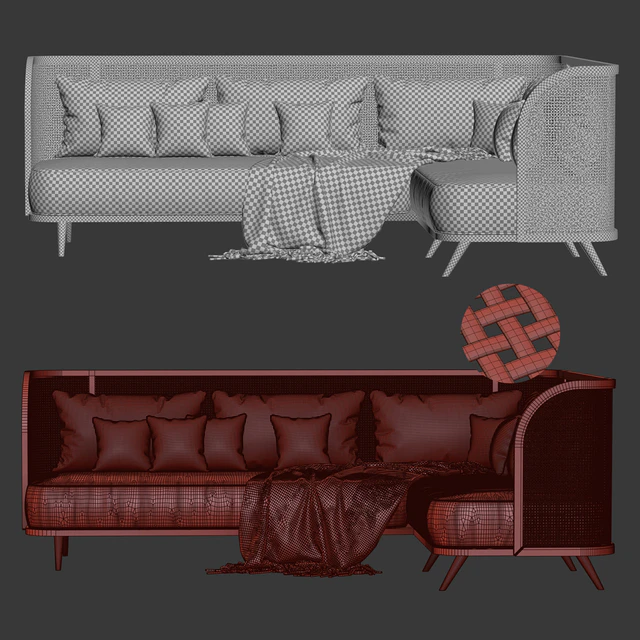 Large corner garden sofa HLC / Большой угловой диван из ротанга — Скачать
