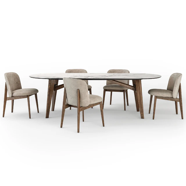 Calligaris Abrey elliptical table wood chair — Descargar