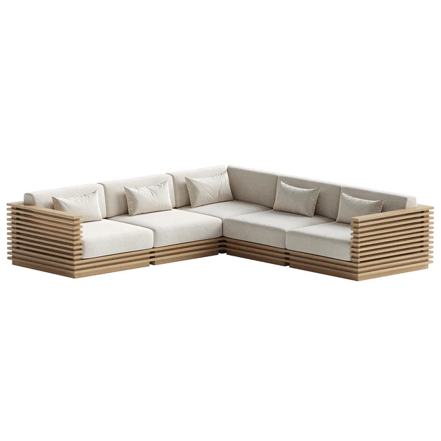 Batten 5-Piece L-Shaped Teak Sofa — Download