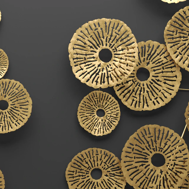 Southern Enterprises Aura Abstract Wall Sculpture золотой настенный металлический арт декор, luxury, люкс, абстракция, цветы, панно — Скачать