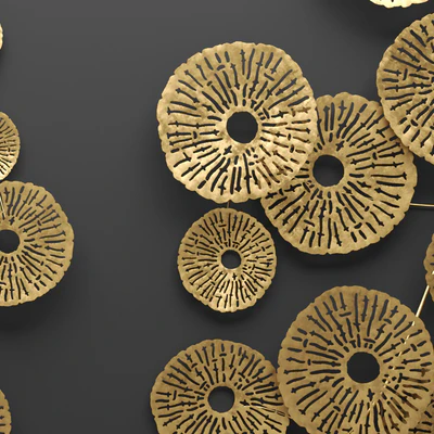 Southern Enterprises Aura Abstract Wall Sculpture золотой настенный металлический арт декор, luxury, люкс, абстракция, цветы, панно — Вид 3