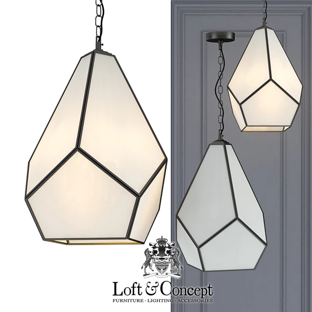 Chandelier GEOMETRY GLASS LIGHT PENDANT MILK 4 — Descargar